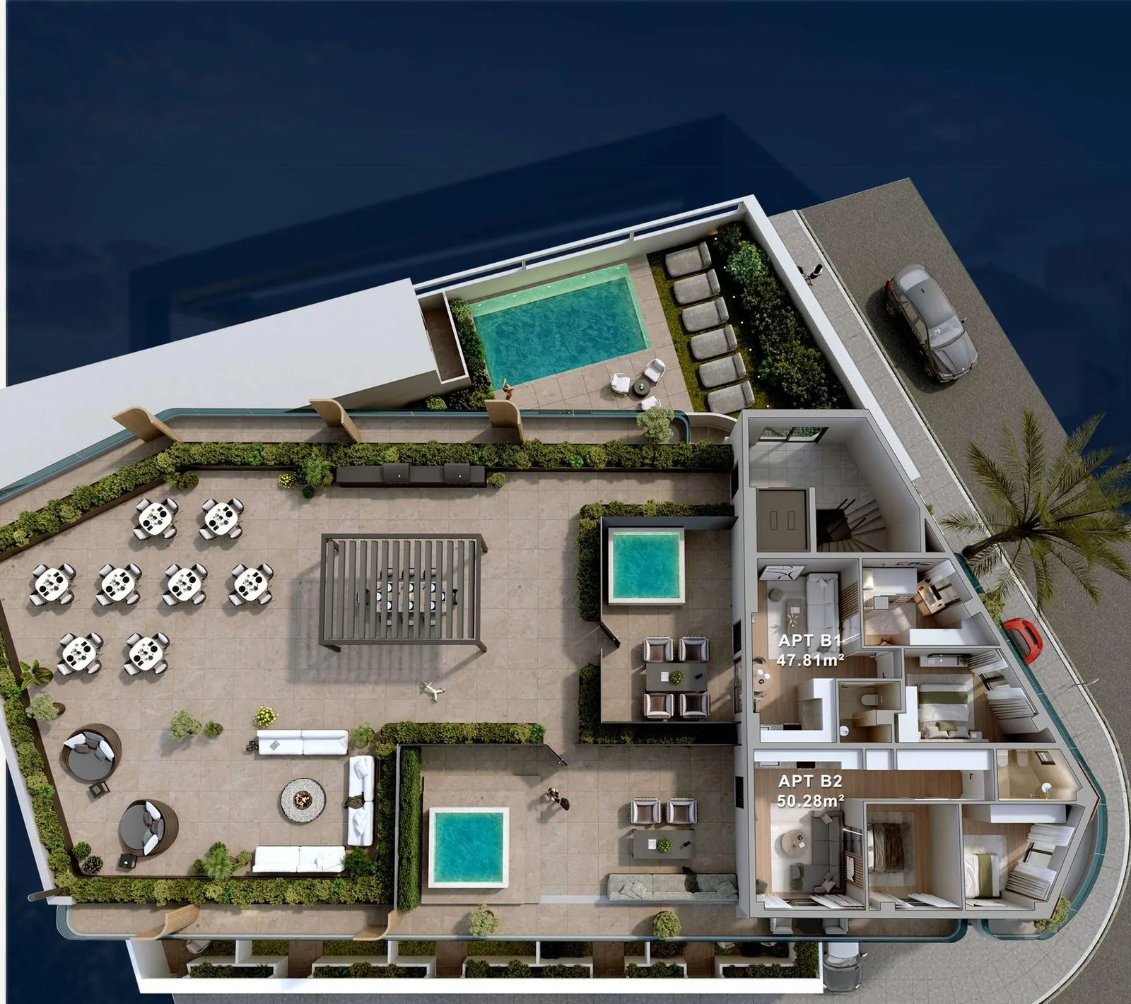 2. kat ve çatı lounge planı